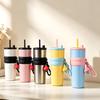 Stainless Steel Insulated Tumbler with Straw - Car-Compatible, Large Capacity Water Cup