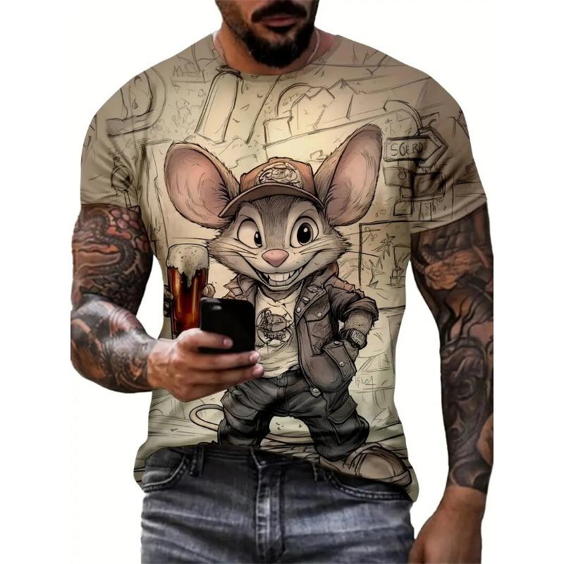 Fun Cartoon Duck Print Men's T-Shirt Casual Summer Casual Short Sleeve Pullover Fashion T-Shirts Outdoor Male Overszied Clothing