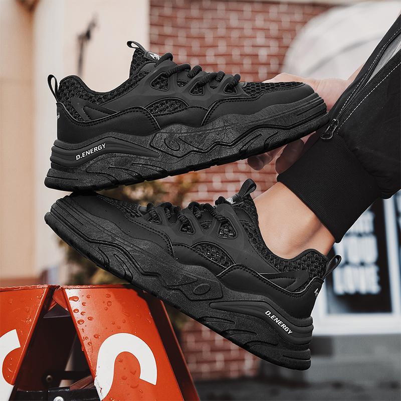 Men's summer breathable hollow mesh sports leisure shoes for teenagers lightweight thick soled wear-resistant men's mesh shoes