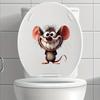 1 Pc Cartoon Peeking Big Teeth Mouse Toilet Lid Stickers  Removable PVC Funny Bathroom Wall Decals For Home Decor