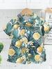Adorable Boys Hawaiian Floral Shirt And Short Set For Summer Beach Vacation In Soft Cotton