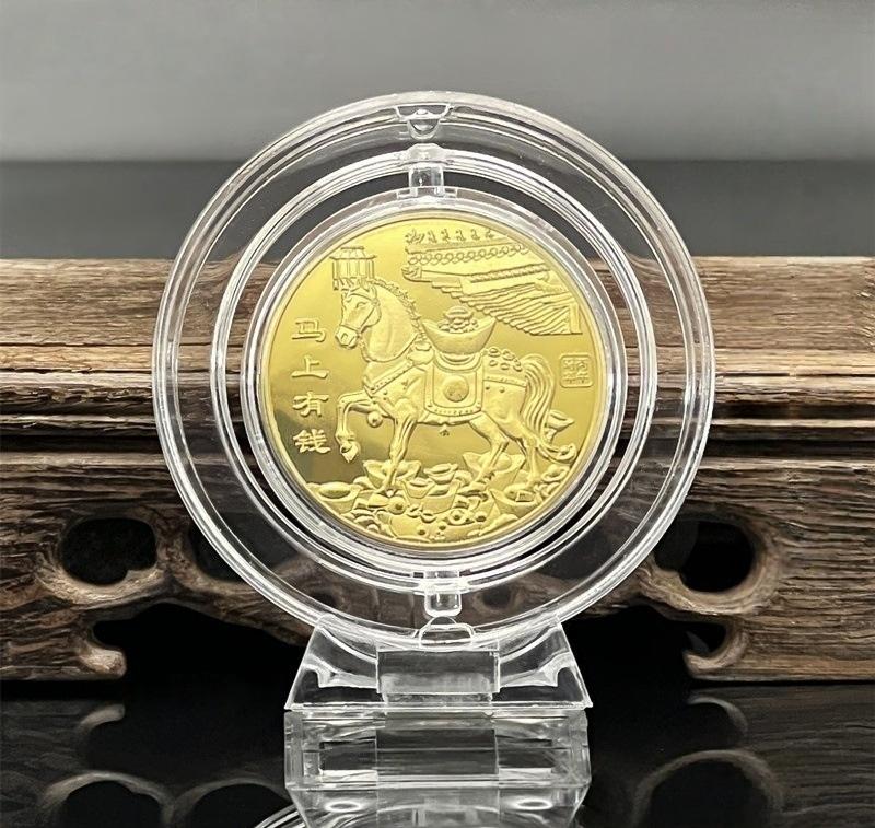 Gedenkmedaille Jahr des Pferdes 2026 Tierkreiszeichen Pferd Souvenirmünze Heimdekoration Ornament Metallhandwerk Veranstaltungs-Souvenir Geschenk