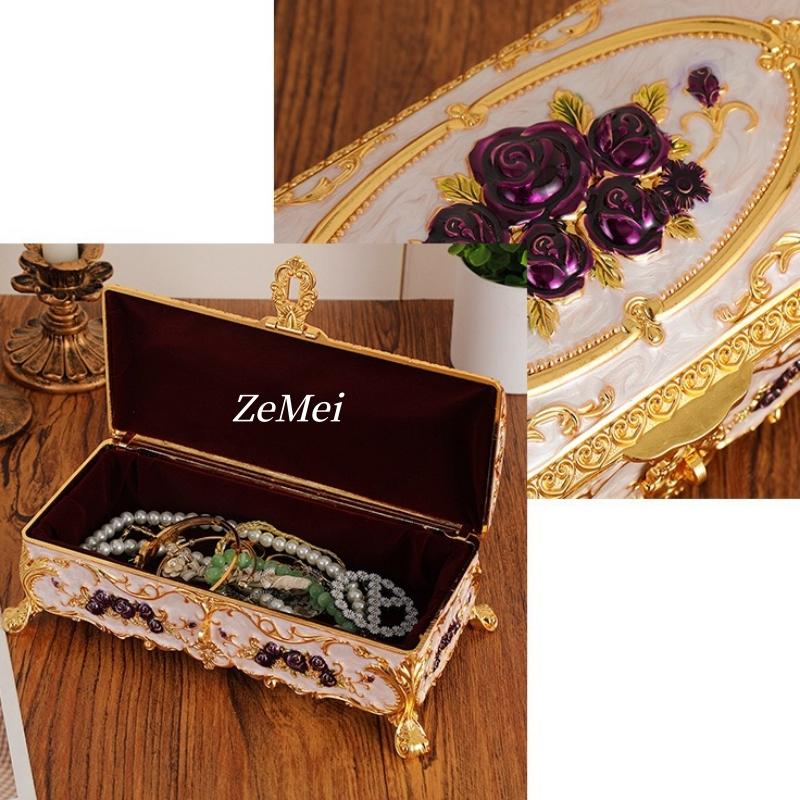 Retro Bracelet Storage Box Jewelry Organizer,Card Storage Box Style Alloy Necklace Ring Storage Jar Dresser Display Couple Gifts