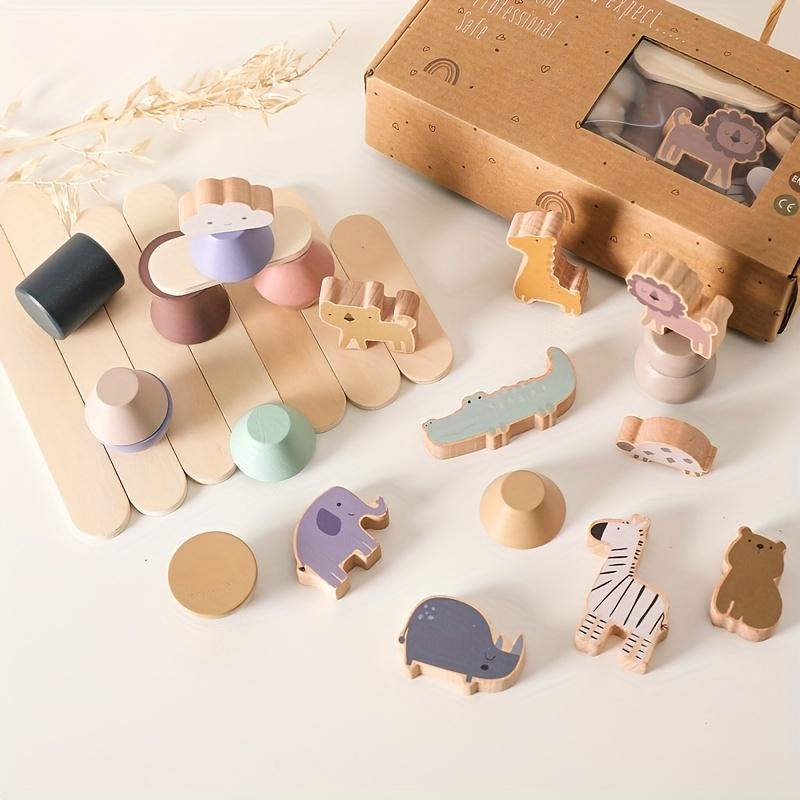 

Wooden Animal Stacking Game Plaything Educational Balancing Activity For Kids Zoo Construction Blocks Stacker Balance Toys For Toddlers