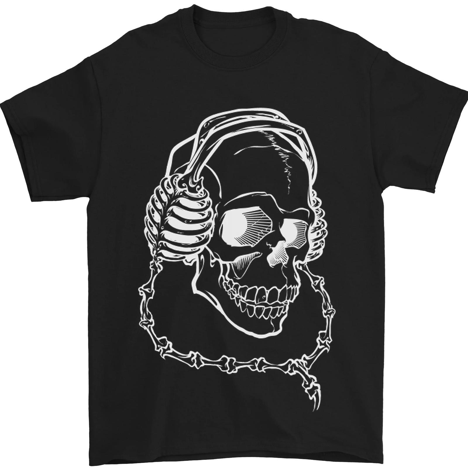 Music A Skull Wearing Headphones Mens T-shirt Cotton XXXXL