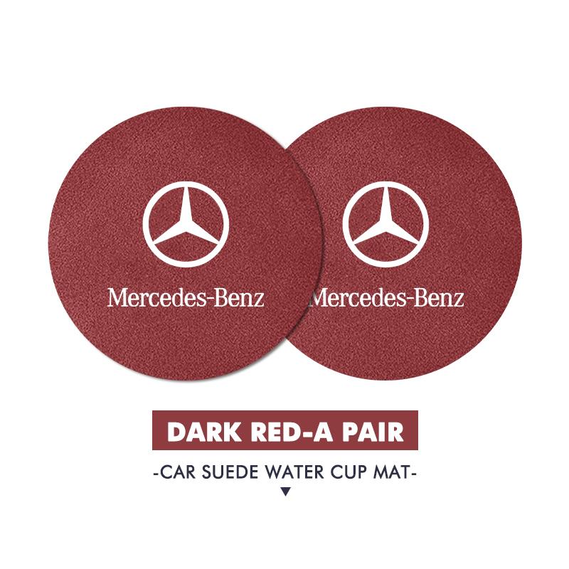 2pcs Car Coasters Anti-Slip Pad Cup Holder Mat Accessories For Mercedes Benz AMG A C E S G Class W201 W210 W108 W204 W205 W203 LU3