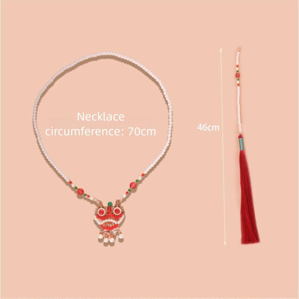 Retro Butterfly Necklace Fringed Chinese Style Necklace Pearl Pendant Necklace  Hanfu Costume
