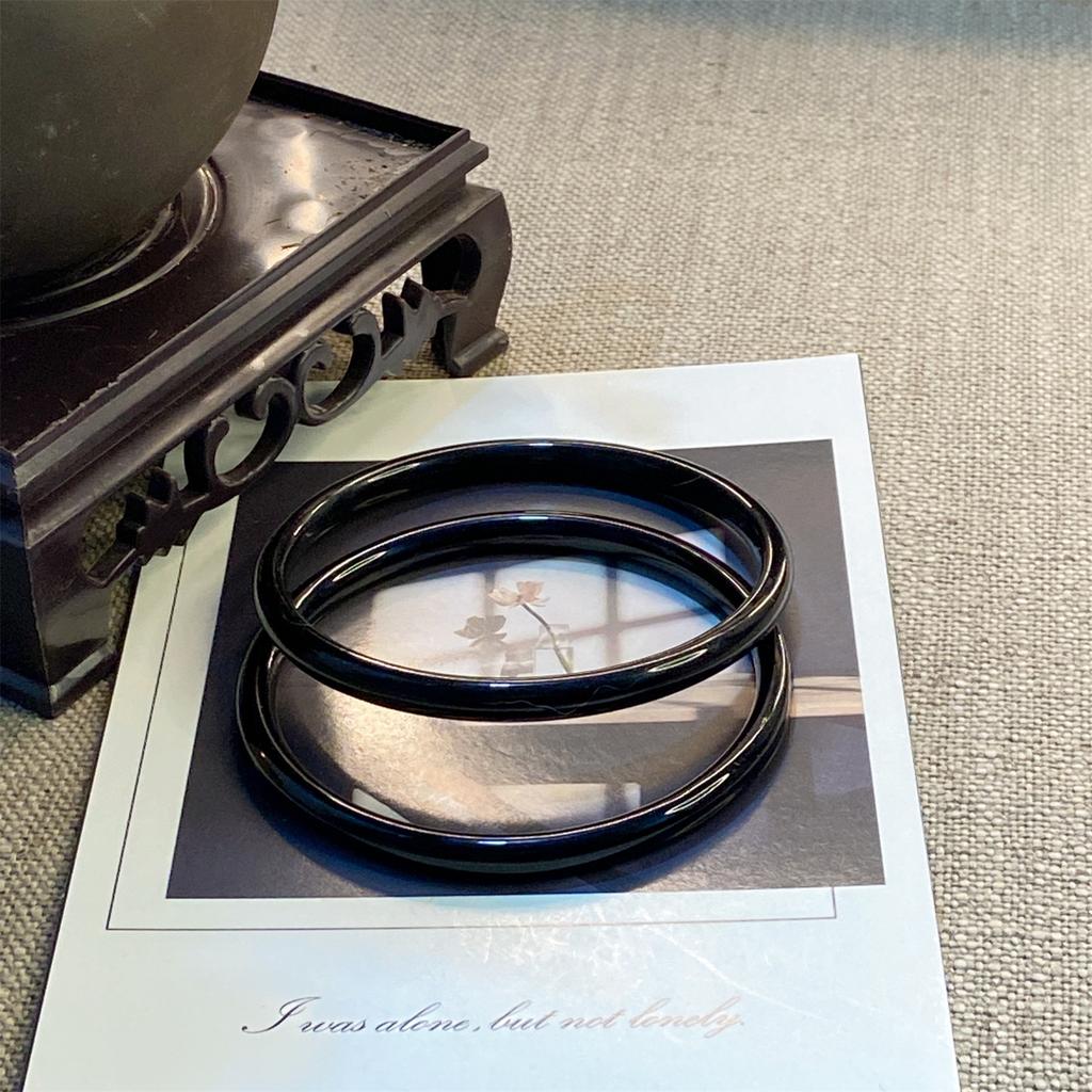 2Pcs/Set Imitation Natural Jade Solid Color Jingle Bangles Vintage Palace Simple Glass Bracelet Chinese Style Ancient Jewelry