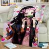 Kamado Nezuko Demon S-Slayer Japan Anime Mykt flanellteppe for senger Soverom Sofa Piknik, Kasteteppe for barn Utendørs Fritid
