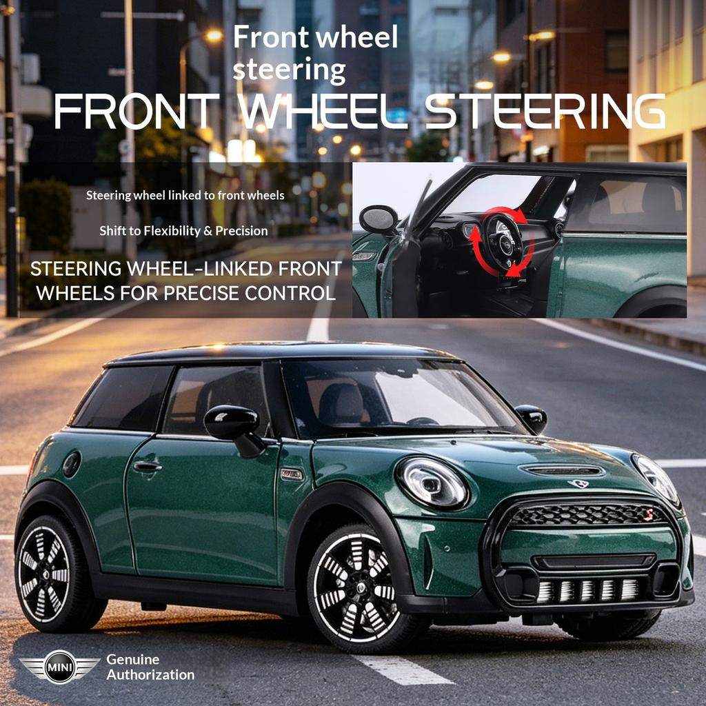 Metal die-cast 1/24 scale MINI COOPER car model simulated tire pulling back and moving forward Halloween gift