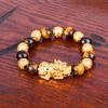 Agate Couple Pixiu Bracelet Sand Gold Men's Bracelet Gold-plated Beaded Bracelet for Men and Women