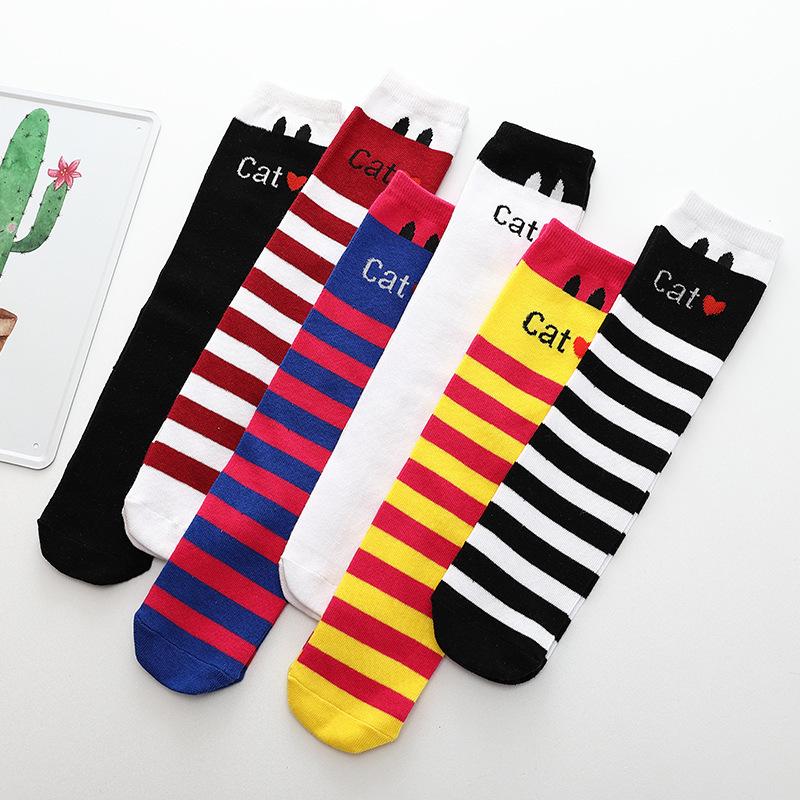 3D Kreslené Ponožky ze 100% Bavlny Středně Dlouhé a Podkolenky pro Dívky - Roztomilé Jarní/Podzimní Nošení