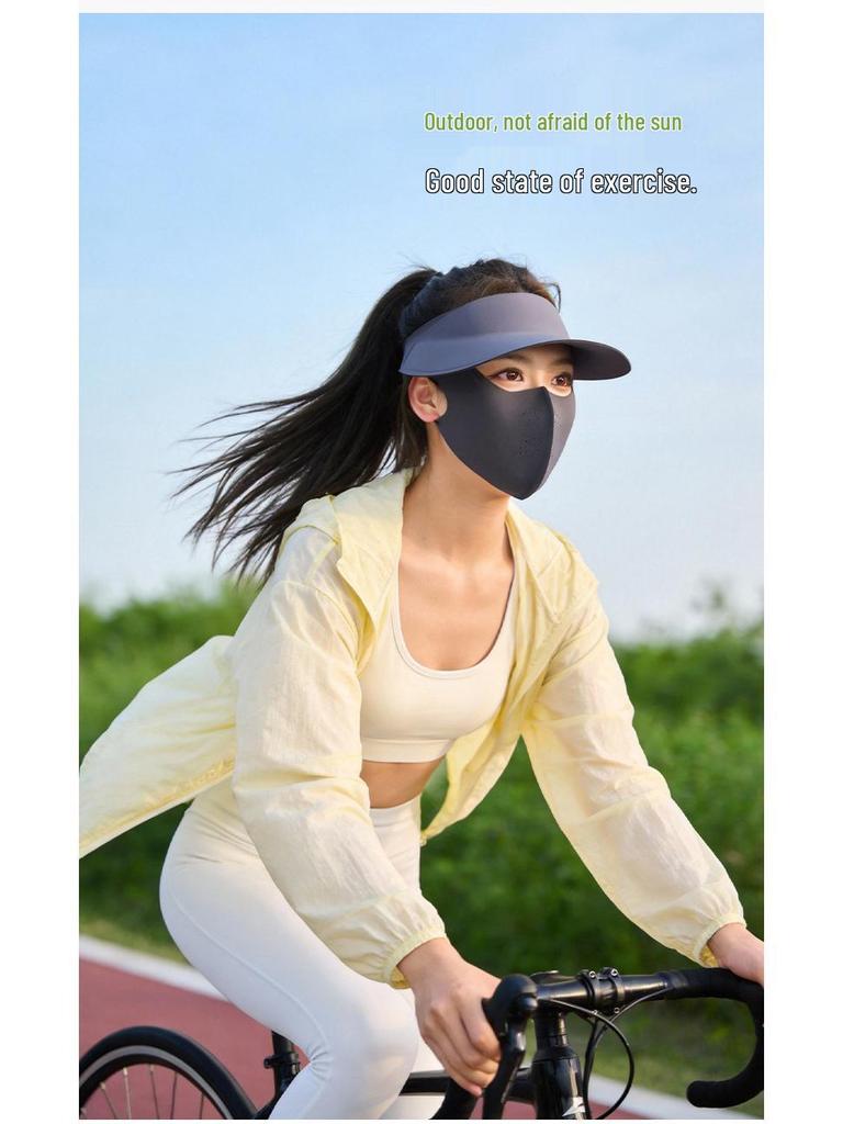 Women's Detachable Brim Sun Protection Face Mask, Ice Silk UV Shield, Full Face and Neck Coverage, Breathable Summer Facekini.