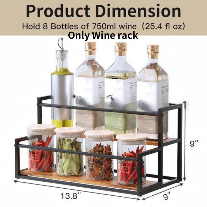 

Wooden Wine Rack With Metal Frame For Home Bar Storage And Vintage Decor 35cm