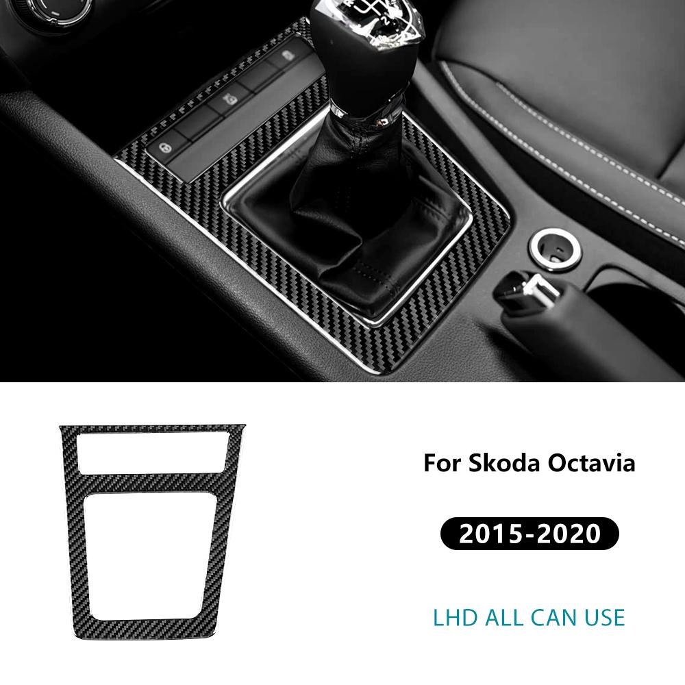 Real Soft Carbon Fiber Sticker for Skoda Octavia MK3 5E 2015 2016 2017 2018 2019 2020 Car Manual Gear Shift Panel Interior Trim