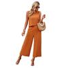 Women Summer Pant Suits Set 2PK Sleeveless Top Cropped Pants Temperament Outfit