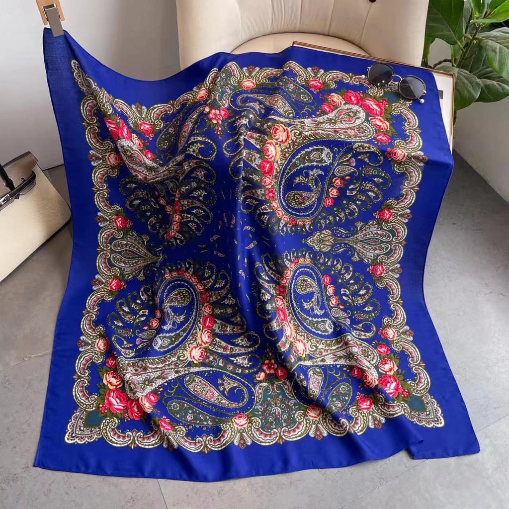 110*110Cm Russian Square Scarf Women Floral Cashew Print Bandana Shawl Babushka Head Scarves Female Ethnic Paisley Shawls