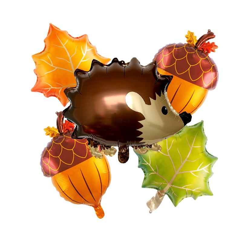 

5pcs Autumn Maple Leaf Pine Cones Foil Balloons Squirrel Fox Animals Balloon Thanksgiving Brithday Party Decorations Kid Toys Other