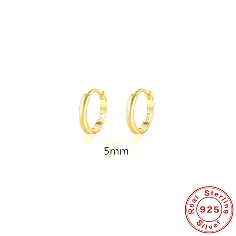 

Классические минималистичные блестящие серьги из стерлингового серебра 925 пробы, серьги-пряжки, серьги, универсальное простое кольцо из золота 18 карат 925 Silver