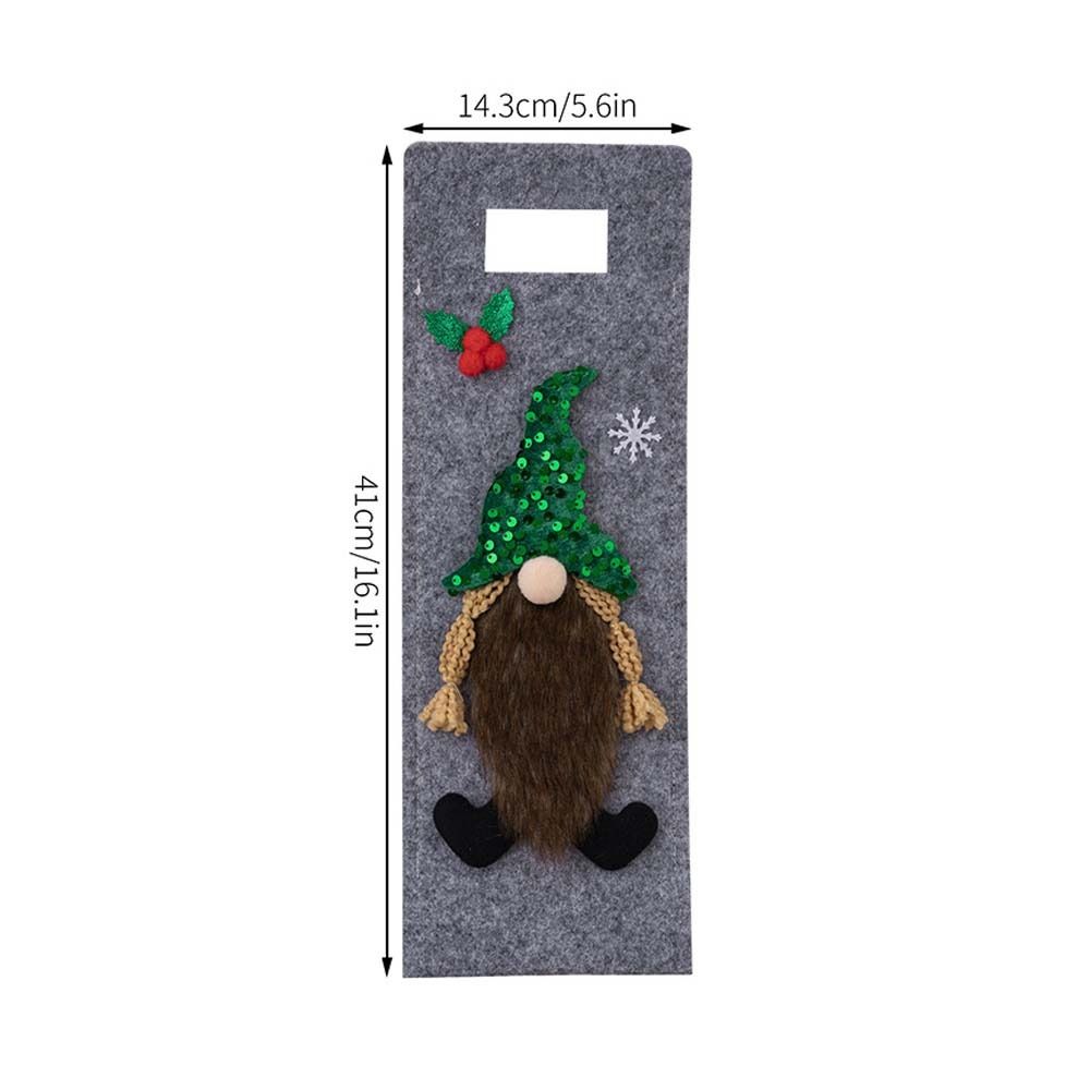 Cartoon Faceless Old Man Wine Bottle Bag Reusable Wine Pouch Gift Home Xmas Decor