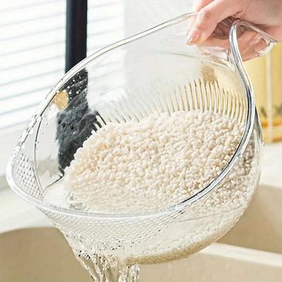 Ciotola Multifunzionale in Plastica per Lavare il Riso con Fori Intensivi Quadrilaterali, Cesto Scola Acqua, Ciotola per Frutta