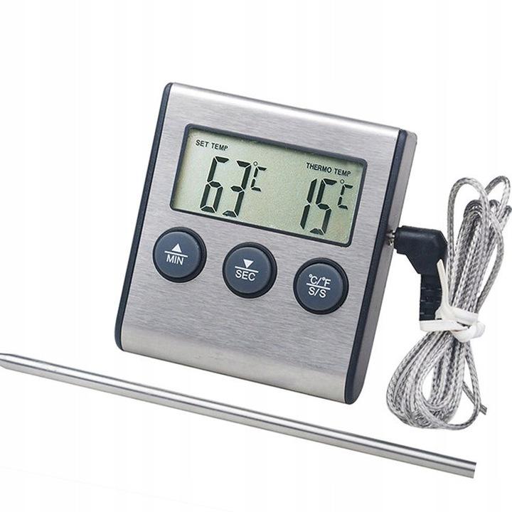 Termometr Do Piekarnika Wędzarni Termostat Grill Mięsa Sonda Timer Minutnik