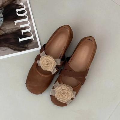 Fashion Comfortable and Elegant Women's Flats Shoes Fashion Elastic Band New Floral Ballet Shallow Flats Hot Sale Round Toe Low Heels