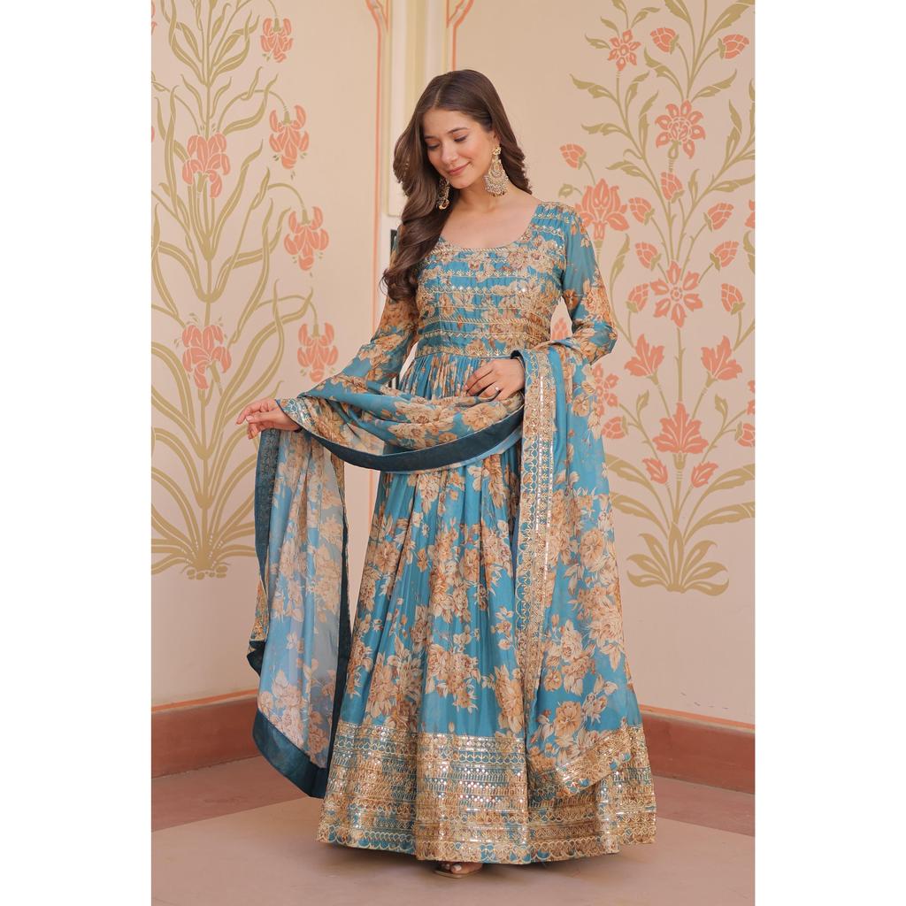 Premium Designer Readymade Gown-Dupatta Collections.