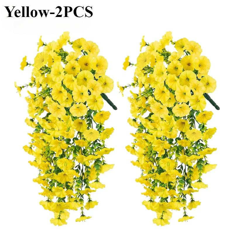 Artificial Faux Plants Flowers Fake Silk Fuchsia UV Resistant Realistic Morning Glory for Hanging Planter Porch Patio Decoration
