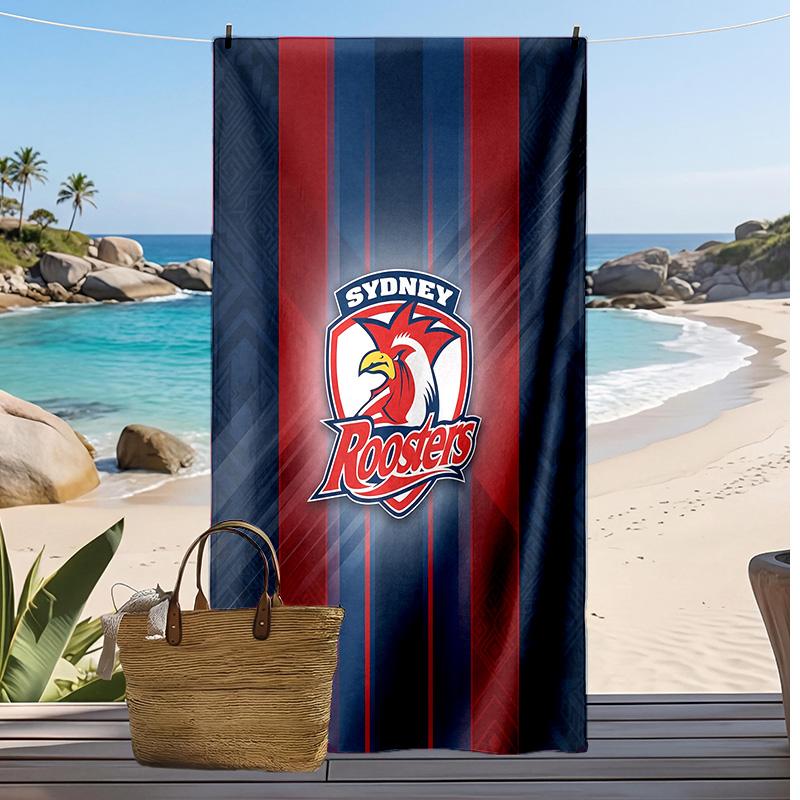 Serviette de plage Sydney Roosters Imprimée Douce Portable Rapide ?Serviette sèche pour piscine, vacances d'été, sport en plein air