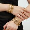 18K Gold Plated Stainless Steel Hollow Cross Cuff Bracelet Set