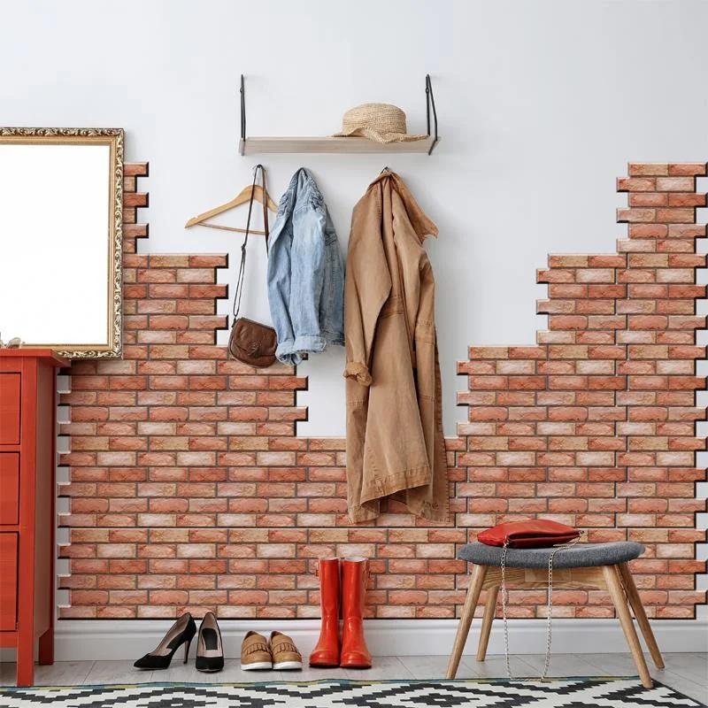 3D Imitation Brick Wall Stickers 30Cmx30Cm Diy Removeable Self-Adhesive Waterproof Wallpaper Living Room Kitchen Art Decoration