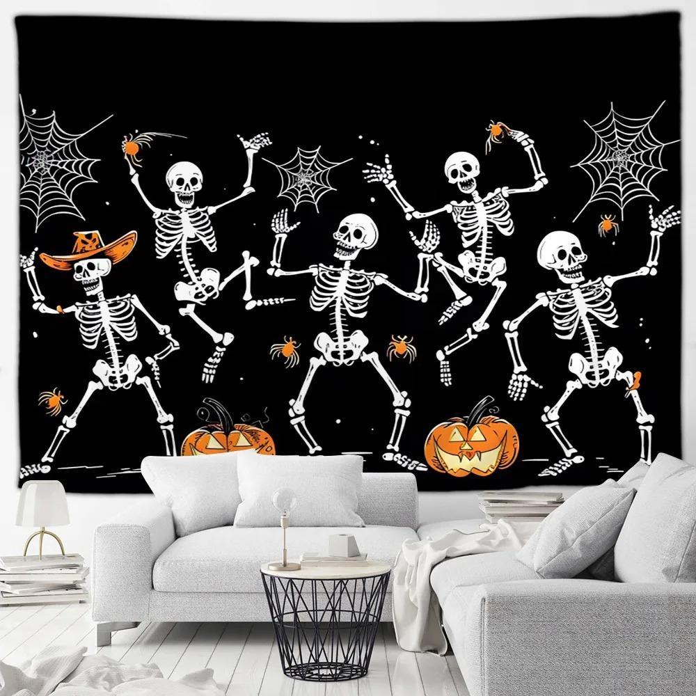 Red Rose Skull Tapestry Skull Blood Print Halloween Decorative Tapestry Home Living Room Room Decorative Wall Hanging