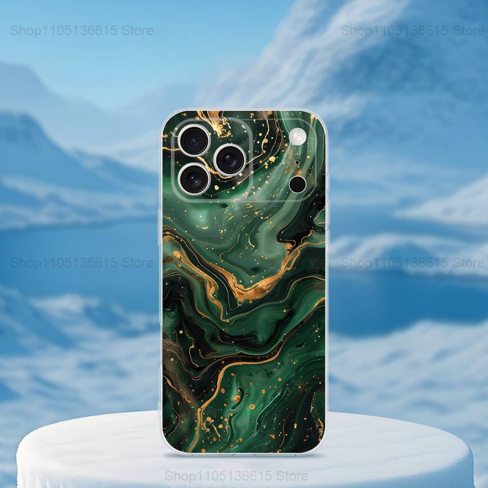 Marble Art Black Gold Phone Case For iPhone 16,15,14,13,12,11,17 Pro,Max,Plus,X,XS,XR,SE,Mini Transparent Soft Cover