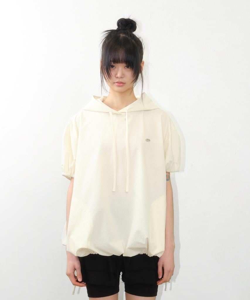 Overfit Wrinkle Shortsleeve Hoodie Yellow