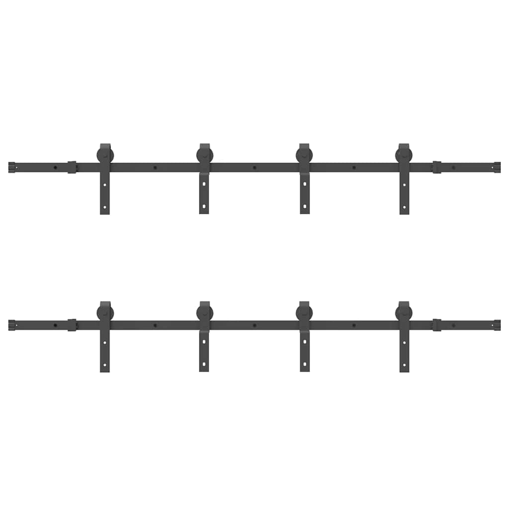 Sliding Door Hardware Set 400 cm Steel Black