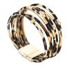 Vintage Metal Tube Leopard Leather Bracelet For Women Men Boho Multilayer Wrap Wide Bracelet Charm Jewelry
