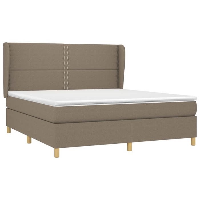 Maison Exclusive - Slatted Bed Base with Taupe Mattress 180x200 Cm Fabric