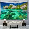 Tropical Ocean House Tapestry, 126x320 Inches, Polyester, Soft and Flat, High-Quality Fabric, No Power Required, Woven, Natural Style Wall Hanging for