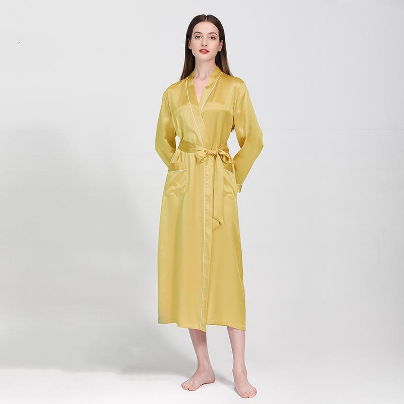Mulberry Silk Long Wedding Bride Bridesmaid Robe Ladies Morning Dress Women Night Peniva Pure Silk Sexy Kimono Robe