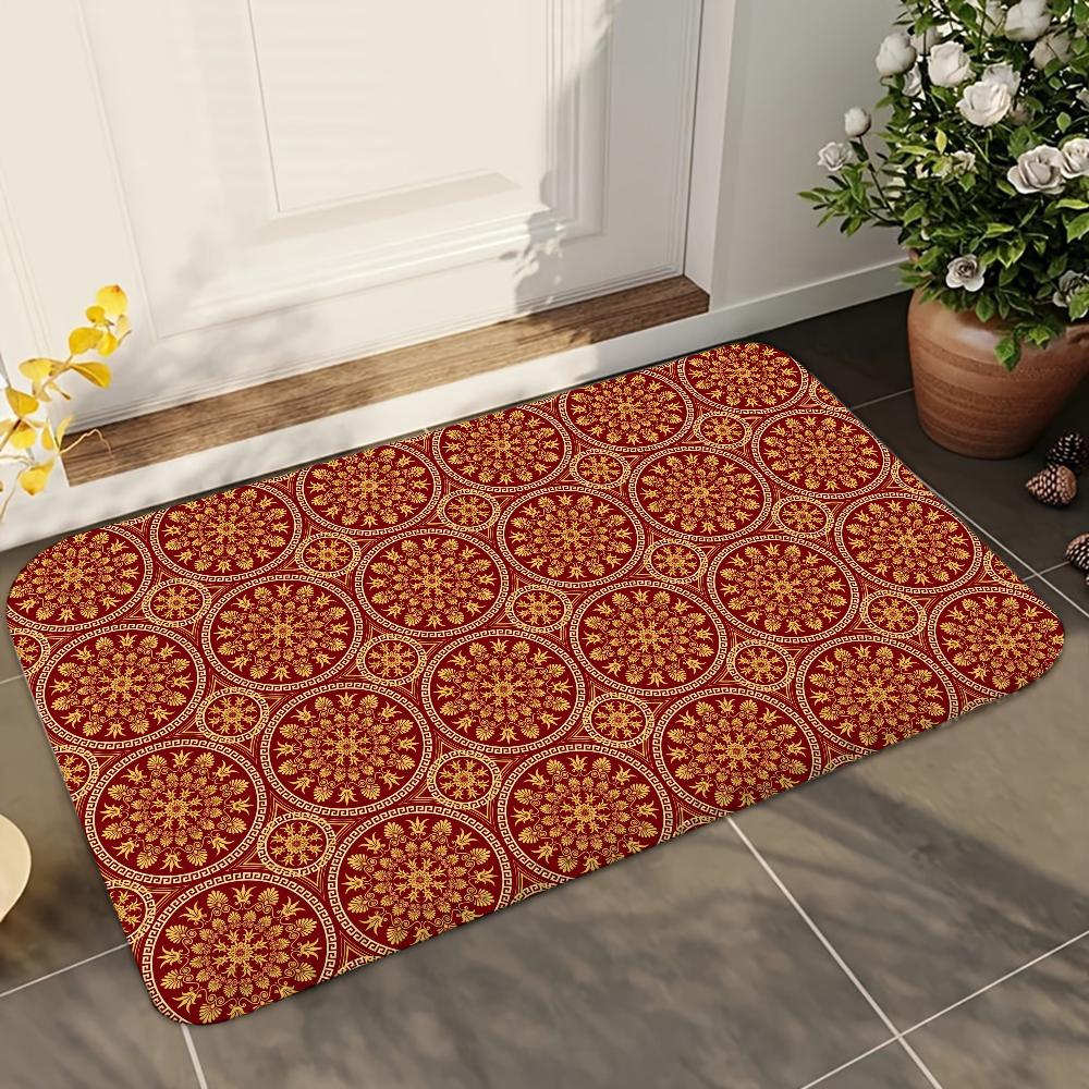 1pc Moroccan Ethnic Bathroom Absorbent Mats Anti-Slip Mats Home Decor Supplies Carpets Home Kitchen Floor Mats