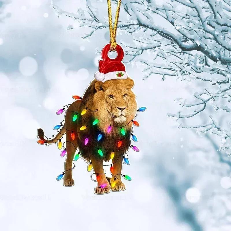 

Новые Рождественские Украшения Акриловая Подвеска Петух Олень Фламинго Лев Подвеска Праздничные Украшения Рождество D