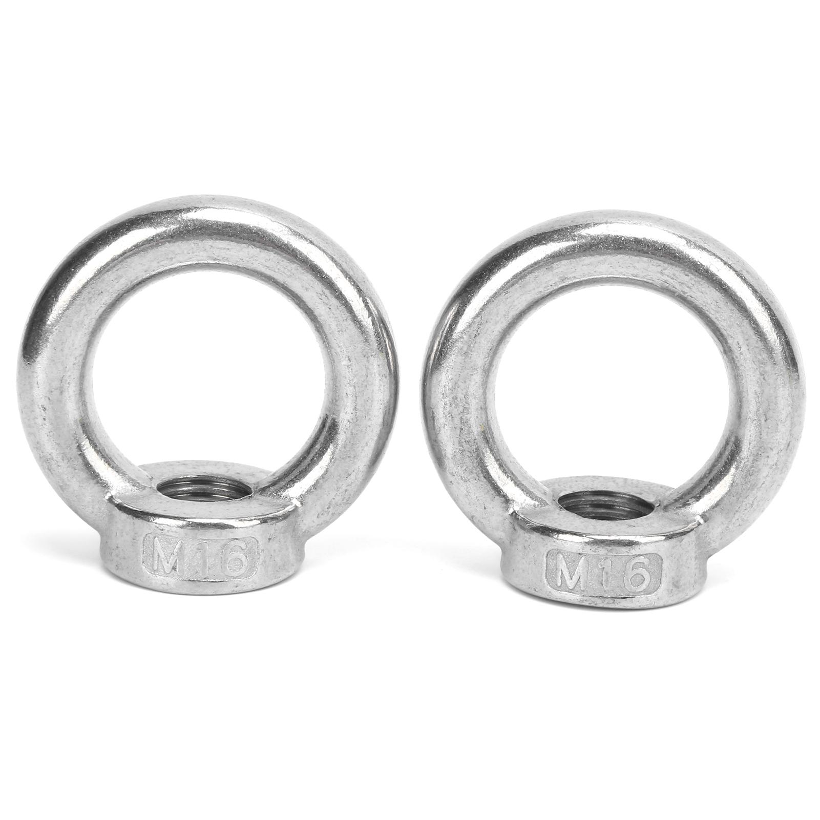 

2pcs Eye Nuts Stainless Steel Lift for Ocean Industry Yachts Speedboats Motor Boats Passenger ShipsM16 700kg Load