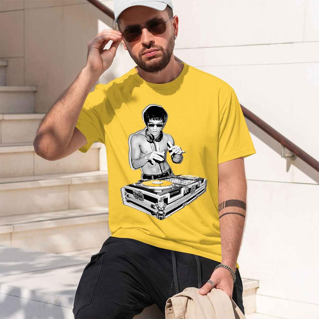 Bruces Dj Vintage DeeJay Py Amante del Kung Fu top grafico Nuovo Modello Unisex T-shirt a maniche corte girocollo Classico Casual Multip
