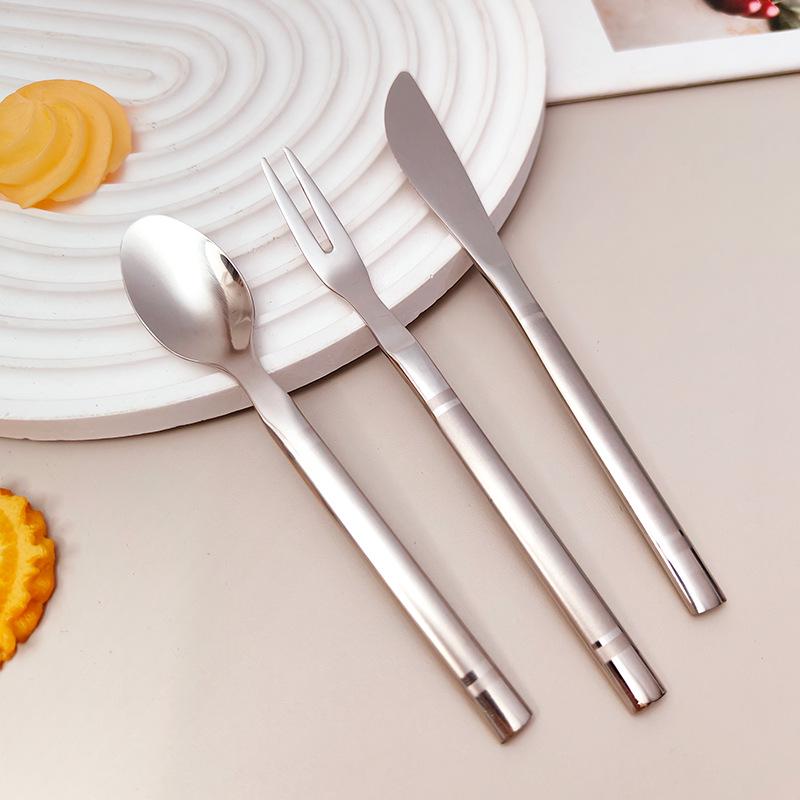 European PDL Straight Handle 304 Stainless Steel Cutlery Set: Western Knife, Fork, Spoon, Steak Knife, Dessert Knife, Fork, Spoon