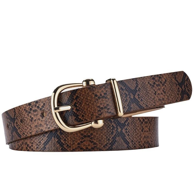 Leather Chic Pu Snake Texture Womens Belt Featuring Durable Alloy Buckle For Stylish Outfits