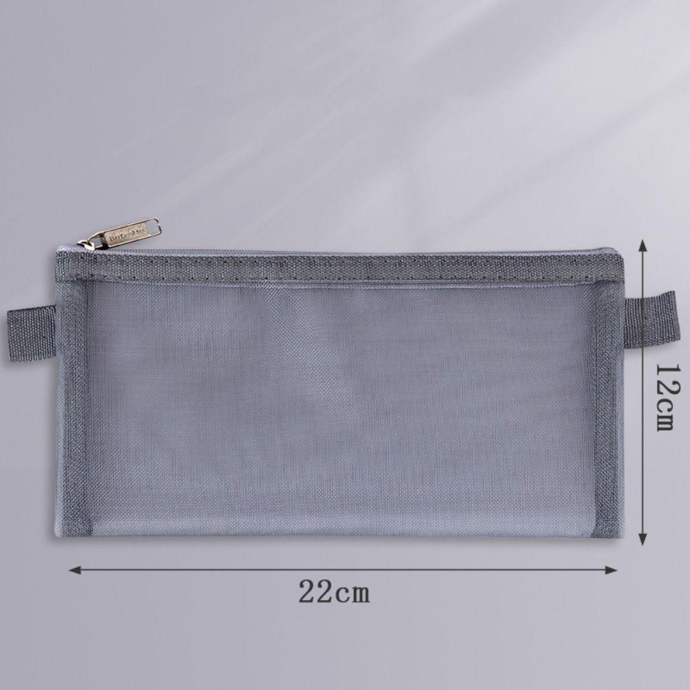 Large-Capacity Mesh Pencil Bag Nylon Stationery Pouch New Transparent Stationery Bag Kids