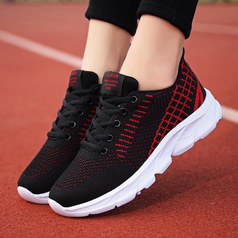 Damskie lekkie sneakersy z siateczki: Wiosenne Casualowe Antypoślizgowe Miękka Podeszwa Płaski Obcas Buty do Biegania
