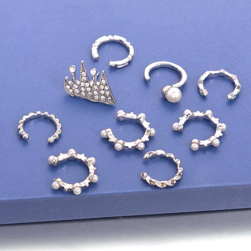 Bohemian Ear Clips 9-Pack Personalized Circle Crown Earrings Combination Earrings