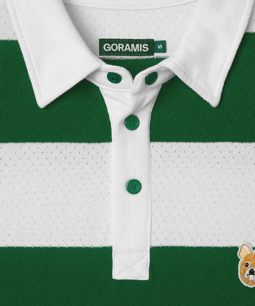 GORAMIS Roe Deer Face Stripe Short Sleeve Rugby Shirt [Green]